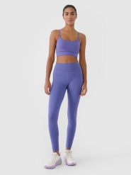 4F Legginsy treningowe szybkoschnące damskie - granatowe XL. Niebieskie legginsy 4f, bez wzorów, z dzianiny, sportowe. W wyprzedaży za 99.99 zł.