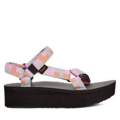 Sandały Teva. Szare sandały Teva, bez wzorów, bez obcasa, na koturnie, bez zapięcia. Za 259.99 zł.