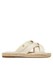 Tommy Hilfiger Espadryle Satin Espadrille Mule FW0FW08502 Beżowy. Brązowe espadryle Tommy Hilfiger, bez wzorów, z materiału, bez obcasa. Za 319.99 zł.