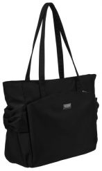 Czarny shopper bag Peterson PTN CTY-15. Czarne shopper bag Peterson, bez wzorów, z nylonu, eleganckie, bez dodatków. Za 89.99 zł.