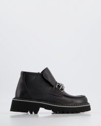 BOTKI DAMSKIE 269724 BLACK. Czarne botki Venezia, bez wzorów, ze skóry, bez obcasa, bez zapięcia. Za 299.00 zł.