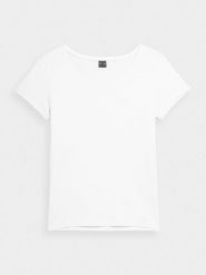 4F T-shirt regular gładki damski XL. Białe t-shirty 4f, xl, bez wzorów, z bawełny, bez kołnierzyka, bez ramiączek. Za 49.99 zł.