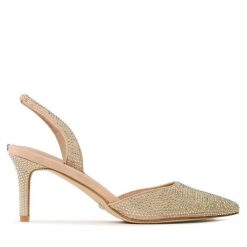 Sandały Guess. Brązowe sandały Guess, z aplikacjami, bez obcasa, na szpilce, bez zapięcia. Za 529.99 zł.