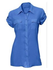 Heine Koszula w kolorze niebieskim rozmiar: 48. Niebieskie koszule Heine, bez wzorów, z bawełny, bez kołnierzyka, bez ramiączek. Za 126.99 zł.