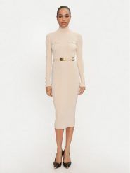 Elisabetta Franchi Sukienka dzianinowa AM-25B-46E2-V440 Écru Slim Fit. Sukienki Elisabetta Franchi, bez wzorów, z dzianiny, bez kołnierzyka, bez ramiączek. Za 1,429.00 zł.