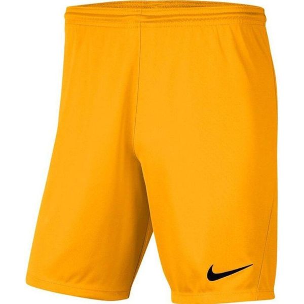 Spodenki dla dzieci Nike Dry Park III NB K ciemnożółte BV6865 739. Żółte szorty Nike, bez wzorów, sportowe. Za 37.00 zł.