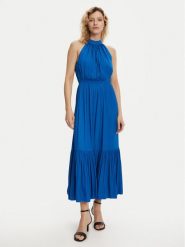 Morgan Sukienka koktajlowa 222-RAMAGE Niebieski Regular Fit. Niebieskie sukienki Morgan, bez wzorów, z syntetyku, wizytowe, bez kołnierzyka, bez ramiączek. Za 399.99 zł.