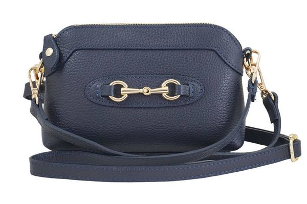 Listonoszka skórzana BARBERINI'S 967-4 granatowy. Niebieskie shopper bag Barberinis, z aplikacjami, ze skóry, eleganckie, małe, bez dodatków. Za 183.99 zł.