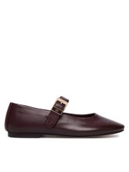 Tommy Hilfiger Baleriny Buckle Leather Ballerina FW0FW09684 Brązowy. Brązowe baleriny Tommy Hilfiger, bez wzorów, ze skóry, bez obcasa, bez zapięcia. Za 529.99 zł.