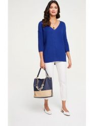 Heine Sweter w kolorze granatowym rozmiar: 44/46. Niebieskie swetry Heine, bez wzorów, z bawełny, bez ramiączek. Za 87.19 zł.