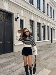 Bianco Lucci Sweter w kolorze czarno-białym rozmiar: onesize. Białe swetry Bianco Lucci, bez wzorów, bez ramiączek. Za 78.99 zł.