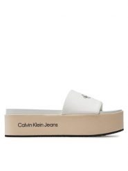 Calvin Klein Jeans Klapki Flatform Sandal Met YW0YW01036 Écru. Klapki Calvin Klein Jeans, bez wzorów, z jeansu, bez obcasa, bez zapięcia. Za 299.99 zł.