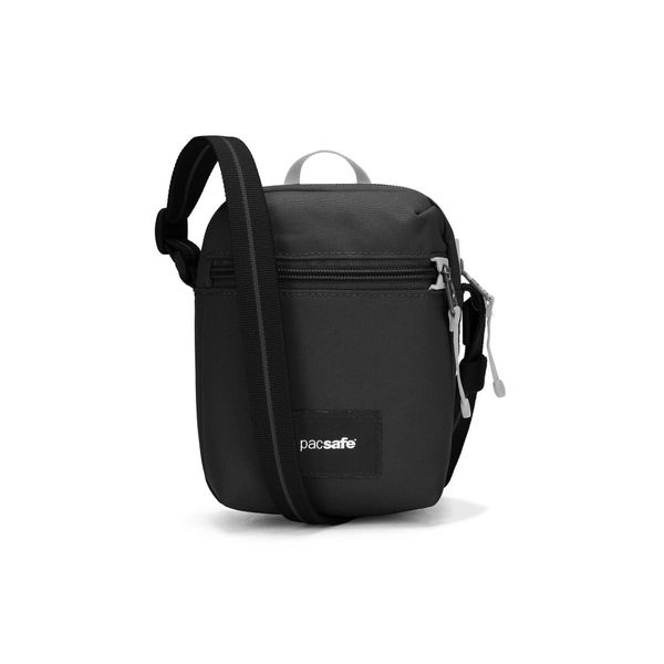 Saszetka Pacsafe Go Micro Crossbody - jet black. Czarne nerki i saszetki Pacsafe, bez wzorów, sportowe, bez dodatków. Za 218.99 zł.