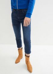 "Dżinsy ""ultra-soft"" Slim Fit, dł. 7/8". Niebieskie jeansy bonprix, bez wzorów, z jeansu. Za 94.99 zł.