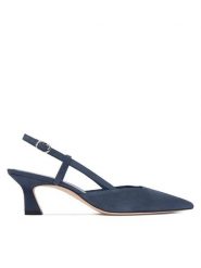 Stuart Weitzman Czółenka Vinnie 50 Slingback SJ433 Granatowy. Niebieskie czółenka Stuart Weitzman, bez wzorów, ze skóry, bez obcasa, bez zapięcia. Za 1,999.00 zł.