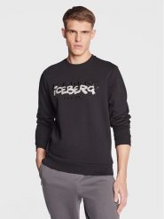 Iceberg Bluza 23EIP0E0516302 Czarny Regular Fit. Czarne bluzy Iceberg, xl, bez wzorów, z bawełny, bez kaptura. Za 1,909.00 zł.