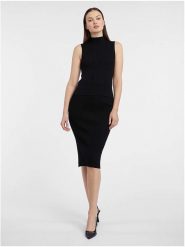 Orsay Top dzianinowy w kolorze czarnym rozmiar: S. Czarne topy Orsay, s, bez wzorów, z dzianiny, bez kołnierzyka, bez ramiączek. Za 34.95 zł.