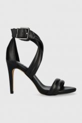 Dkny sandały skórzane ALAINA kolor czarny K4247382. Czarne sandały DKNY, bez wzorów, z materiału, bez obcasa, na obcasie, bez zapięcia. Za 749.99 zł.