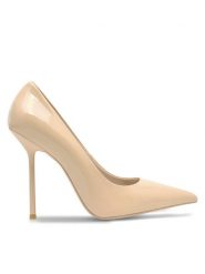 Eva Minge Szpilki STUDIO LT-02 Beżowy. Brązowe szpilki Eva Minge, bez wzorów, z lakierowanej skóry, bez obcasa, na szpilce, bez zapięcia. Za 399.00 zł.