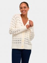 Kaffe Kardigan Elena 10508196 Écru Regular Fit. Swetry Kaffe, xs, bez wzorów, z bawełny, bez ramiączek. Za 69.99 zł.