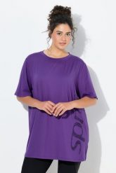 Damskie Bluzka funkcyjna krój trapezowy okrągły dekolt rękaw 1/2 z recyklingu. Fioletowe t-shirty sportowe Ulla Popken, plus size, bez wzorów, z elastanu, bez ramiączek, na fitness i siłownię. Za 199.99 zł.