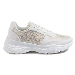 Buty sportowe damskie Shelovet z błyszczącym wzorem białe srebrny. Białe buty treningowe SHELOVET, bez wzorów, bez zapięcia. Za 131.90 zł.