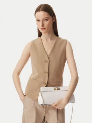 Tommy Hilfiger Torebka Th Modern Clutch AW0AW18727 Kremowy. Białe kopertówki Tommy Hilfiger, bez wzorów, ze skóry, wizytowe, bez dodatków. Za 529.99 zł.