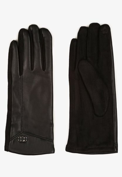 Czarne Rękawiczki z Imitacji Skóry Zinnaeve. Czarne rękawiczki Born2be, bez wzorów, ze skóry, eleganckie. Za 29.99 zł.