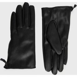 Trussardi rękawiczki damskie kolor czarny. Czarne rękawiczki TRUSSARDI, bez wzorów. W wyprzedaży za 199.99 zł.