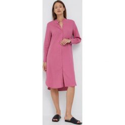 Sisley sukienka lniana kolor różowy mini oversize. Czerwone sukienki Sisley, l, bez wzorów, z tkaniny, bez kołnierzyka, bez ramiączek, maxi, oversize. W wyprzedaży za 319.99 zł.