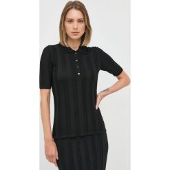 Max Mara Leisure polo damska kolor czarny. Czarne t-shirty Max Mara Leisure, bez wzorów, z dzianiny, bez kołnierzyka, bez ramiączek. Za 849.99 zł.