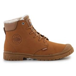Buty Palladium sp20 Cuff Leather Waterproof Wl 79067-257-M Mahogany brązowe. Brązowe buty treningowe bez wzorów, ze skóry, przed kolano, bez zapięcia, trekkingowe. Za 808.38 zł.