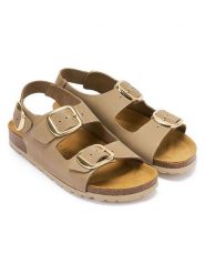 Mandel Skórzane sandały "Carlos" w kolorze szarobrązowym rozmiar: 40. Brązowe sandały Mandel, bez wzorów, z nubiku, klasyczne, bez obcasa, bez zapięcia. Za 165.99 zł.