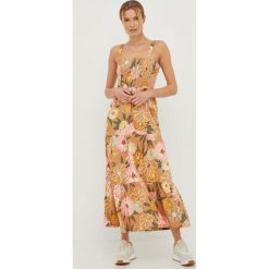 Roxy sukienka maxi rozkloszowana. Sukienki Roxy, l, bez wzorów, z tkaniny, bez kołnierzyka, bez ramiączek, maxi, rozkloszowane. W wyprzedaży za 254.99 zł.