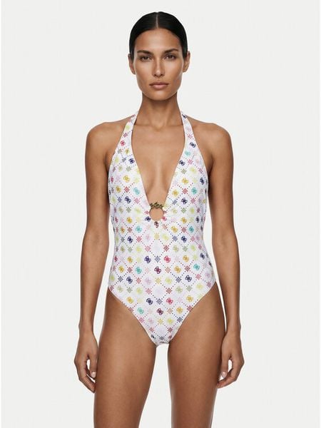 Guess Strój kąpielowy E6GJ39 MC04R Biały. Białe stroje jednoczęściowe Guess, z aplikacjami, z syntetyku. Za 387.99 zł.