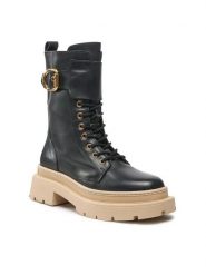 Gino Rossi Trapery 222FW105 Czarny. Czarne traperki Gino Rossi, bez wzorów, ze skóry, bez obcasa, bez zapięcia. Za 429.99 zł.