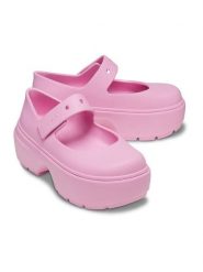Crocs Czółenka w kolorze jasnoróżowym rozmiar: 37/38. Różowe czółenka Crocs, bez wzorów, klasyczne, bez obcasa, na platformie, bez zapięcia. Za 172.08 zł.