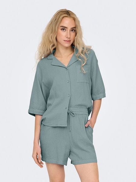 ONLY Koszula w kolorze zielonym rozmiar: XS. Zielone koszule ONLY, xs, bez wzorów, z bawełny, bez kołnierzyka, bez ramiączek. Za 86.95 zł.