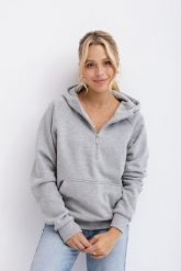 BLUZA VIVIEN SZARY MELANŻ L - Flawless. Szare bluzy Flawless, na zimę, l, bez wzorów, z bawełny, klasyczne, bez ramiączek, bez kaptura. Za 340.00 zł.