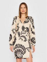 Rinascimento Sukienka koktajlowa CFC0018079002 Beżowy Regular Fit. Brązowe sukienki Rinascimento, m, bez wzorów, z syntetyku, wizytowe, bez kołnierzyka, bez ramiączek. Za 309.99 zł.