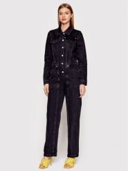 The Kooples Kombinezon FCOM24000J Czarny Regular Fit. Czarne sukienki The Kooples, bez wzorów, z bawełny, bez kołnierzyka, bez ramiączek. Za 689.99 zł.