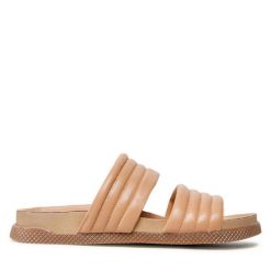 Klapki Nessi. Brązowe klapki Nessi, bez wzorów, bez obcasa, bez zapięcia. Za 199.99 zł.