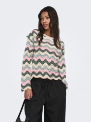 ONLY Sweter w kolorze jasnoróżowo-kremowo-zielonym rozmiar: M. Brązowe swetry ONLY, m, bez wzorów, bez ramiączek. Za 104.99 zł.