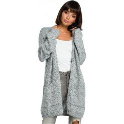 Długi melanżowy sweter kardigan z kieszeniami bez zapięcia. Swetry BE Knit, s, bez wzorów, z dzianiny, bez ramiączek. Za 225.00 zł.