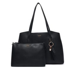 Torebka Guess. Czarne shopper bag Guess, z aplikacjami, bez dodatków. Za 634.99 zł.