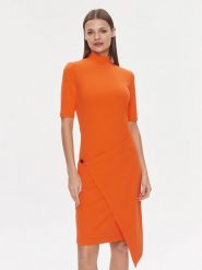Calvin Klein Sukienka codzienna Stretch Jersey Asymmetric Dress K20K206498 Pomarańczowy Slim Fit. Brązowe sukienki Calvin Klein, na co dzień, xxs, bez wzorów, z jersey, bez kołnierzyka, bez ramiączek, proste. Za 379.99 zł.