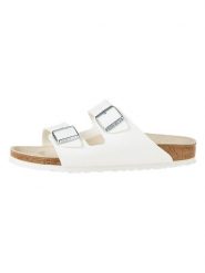 Birkenstock Klapki "Arizona" w kolorze białym rozmiar: 39. Białe klapki Birkenstock, bez wzorów, klasyczne, bez obcasa, bez zapięcia. Za 306.45 zł.