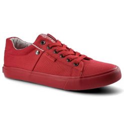 Czerwone Trampki Big Star Damskie Sznurowane Buty. Czerwone trampki BIG STAR, bez wzorów, z gumy, biznesowe, bez zapięcia. Za 99.99 zł.