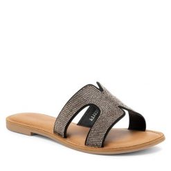 Klapki JENNY. Czarne klapki Jenny, bez wzorów, bez obcasa, bez zapięcia. Za 119.99 zł.