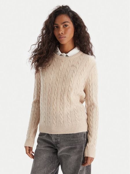 Robe di Kappa Sweter Jolie 65116CW Beżowy Regular Fit. Brązowe swetry Robe di Kappa, m, bez wzorów, z wełny, bez ramiączek. Za 169.99 zł.